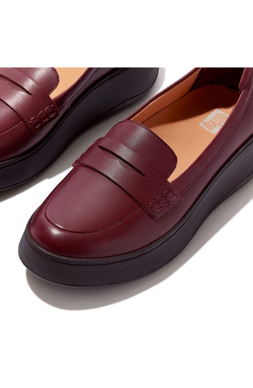 Shop Fitflop F-mode Leather Flatform Penny Loafer In Plummy