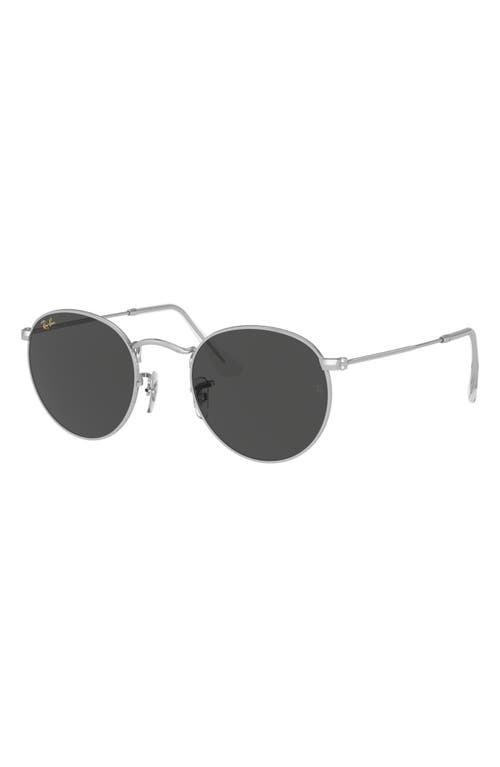 Shop Ray Ban Ray-ban 47mm Round Sunglasses In Silver Gep