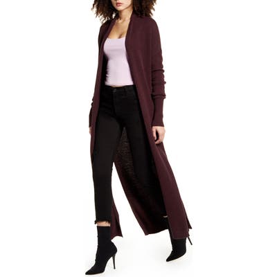 Leith Longline Open Cardigan, Burgundy