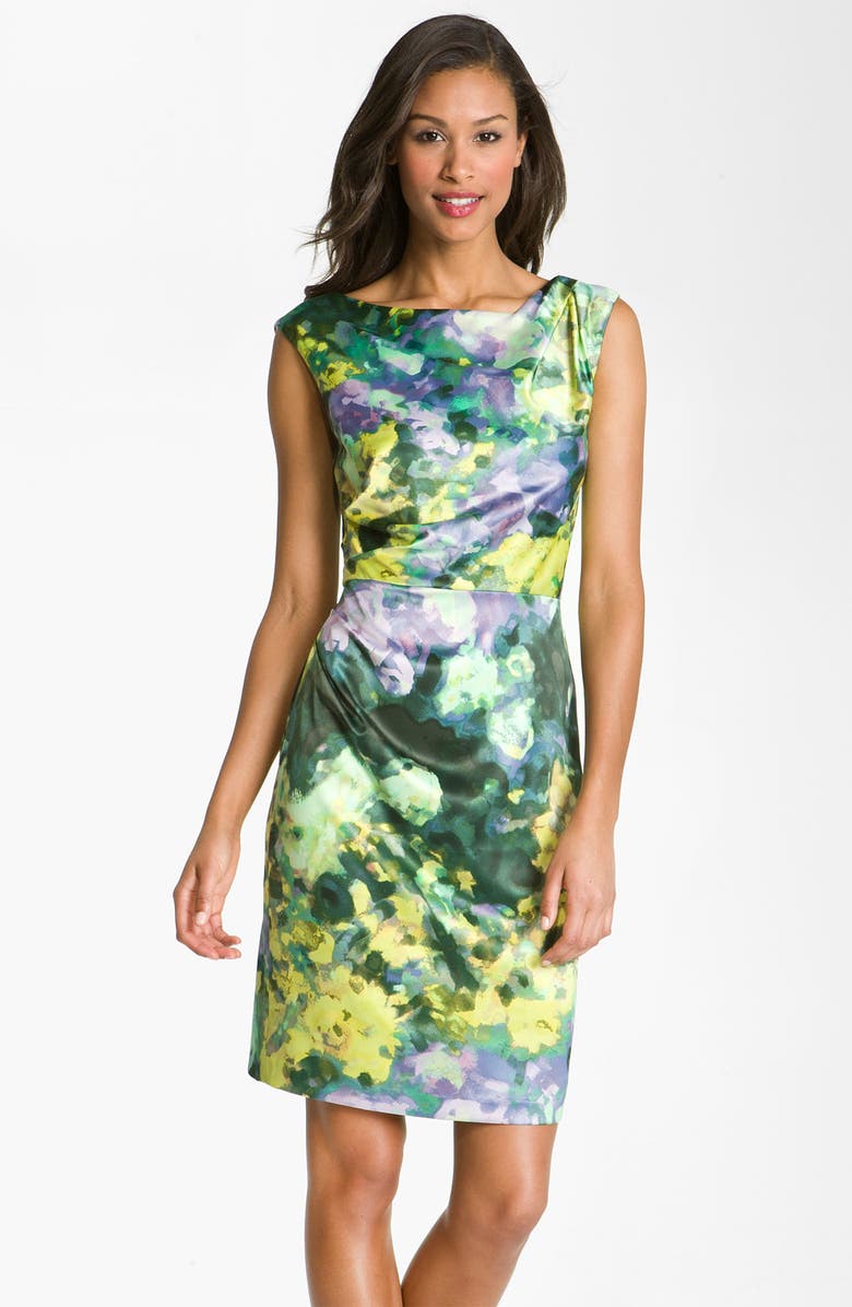 Suzi Chin for Maggy Boutique Boatneck Satin Sheath Dress | Nordstrom