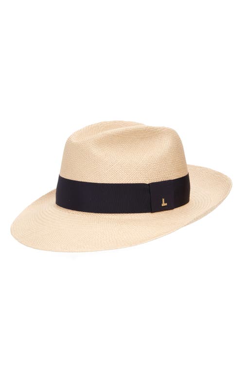 Lafayette 148 New York Icon Straw Panama Hat in Beige/Navy