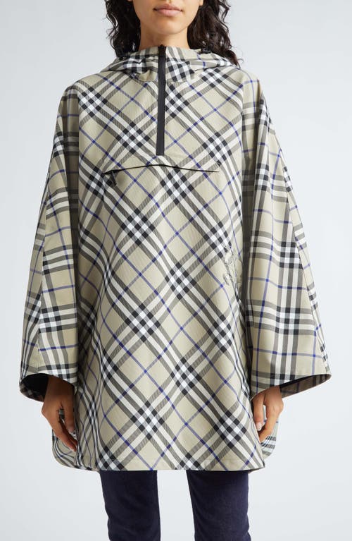 burberry Bias Check Hooded Poncho Lichen at Nordstrom,