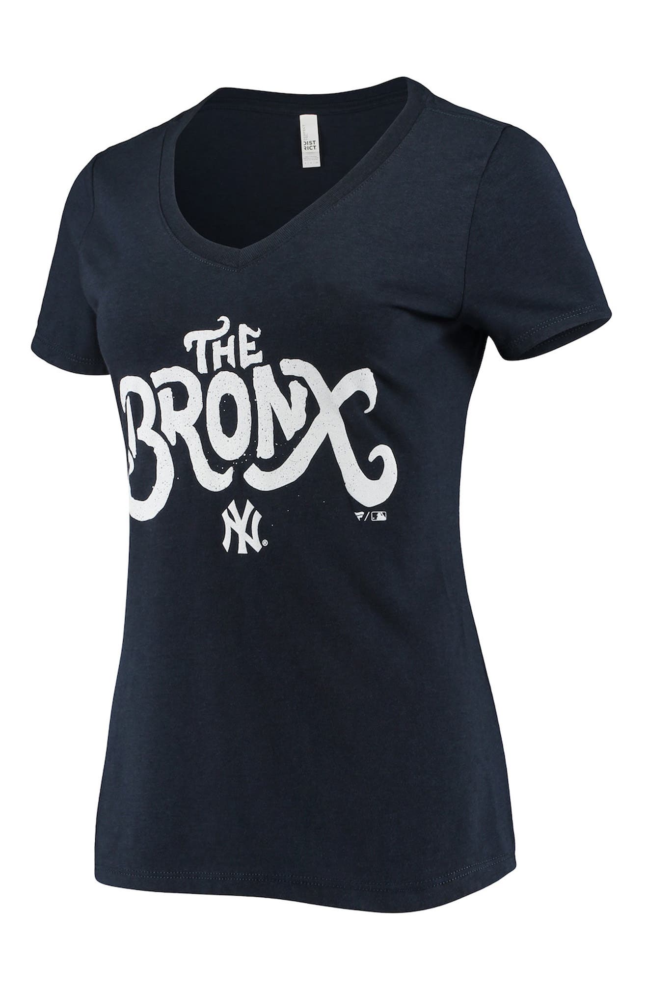 BREAKINGT Women's Heathered Navy New York Yankees Team Hometown Tri-Blend V-Neck T-Shirt