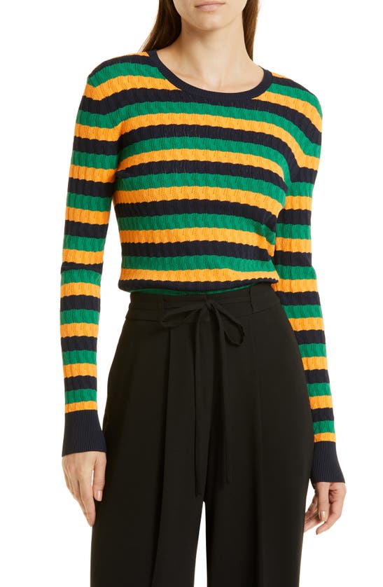 Jason Wu Striped Crewneck Sweater In Clove Multi