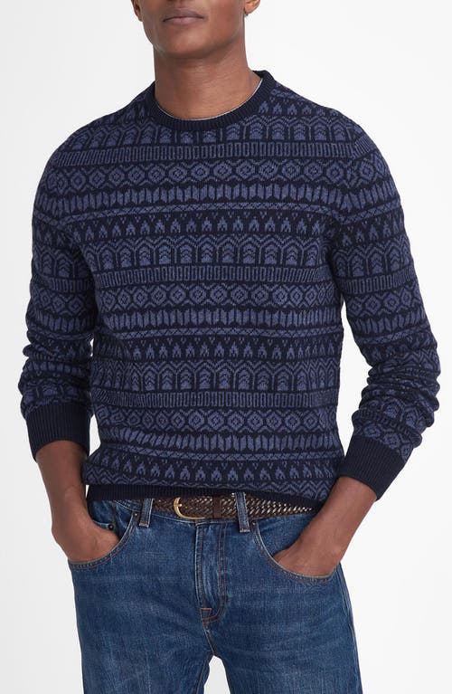 Shop Barbour Stonebeck Fair Isle Wool Sweater In Navy