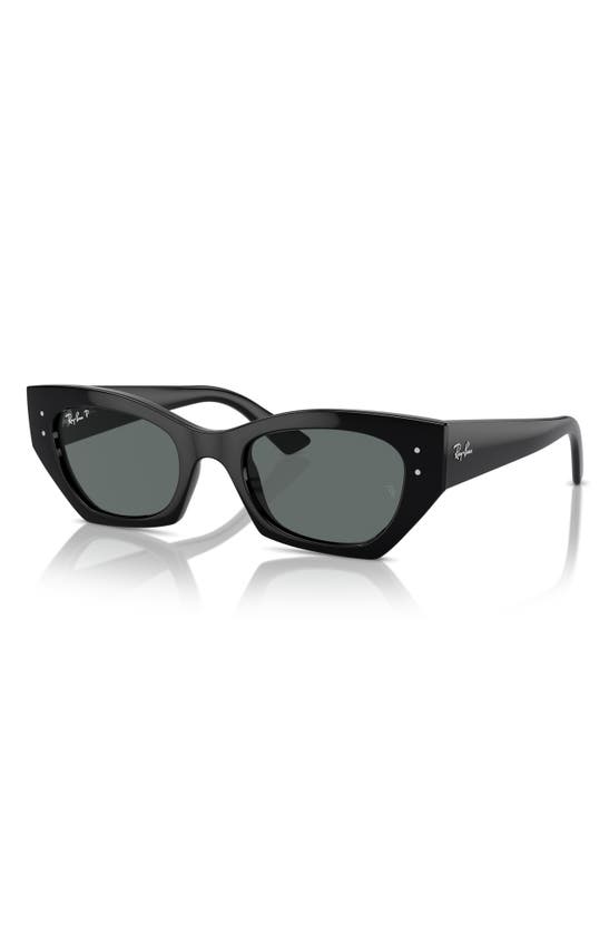 Ray Ban Zena Bio-based Sunglasses Black Frame Grey Lenses Polarized 52-22 In Black