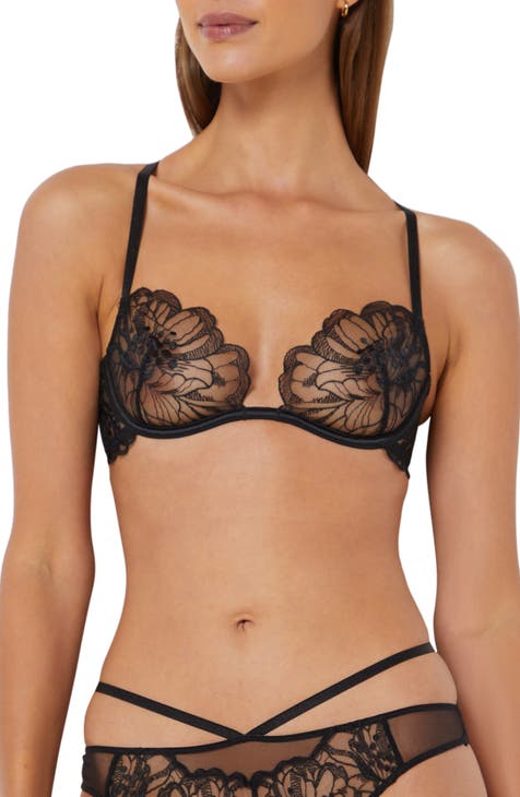 Exclusive full cup bra, embroidery, mesh inlay
