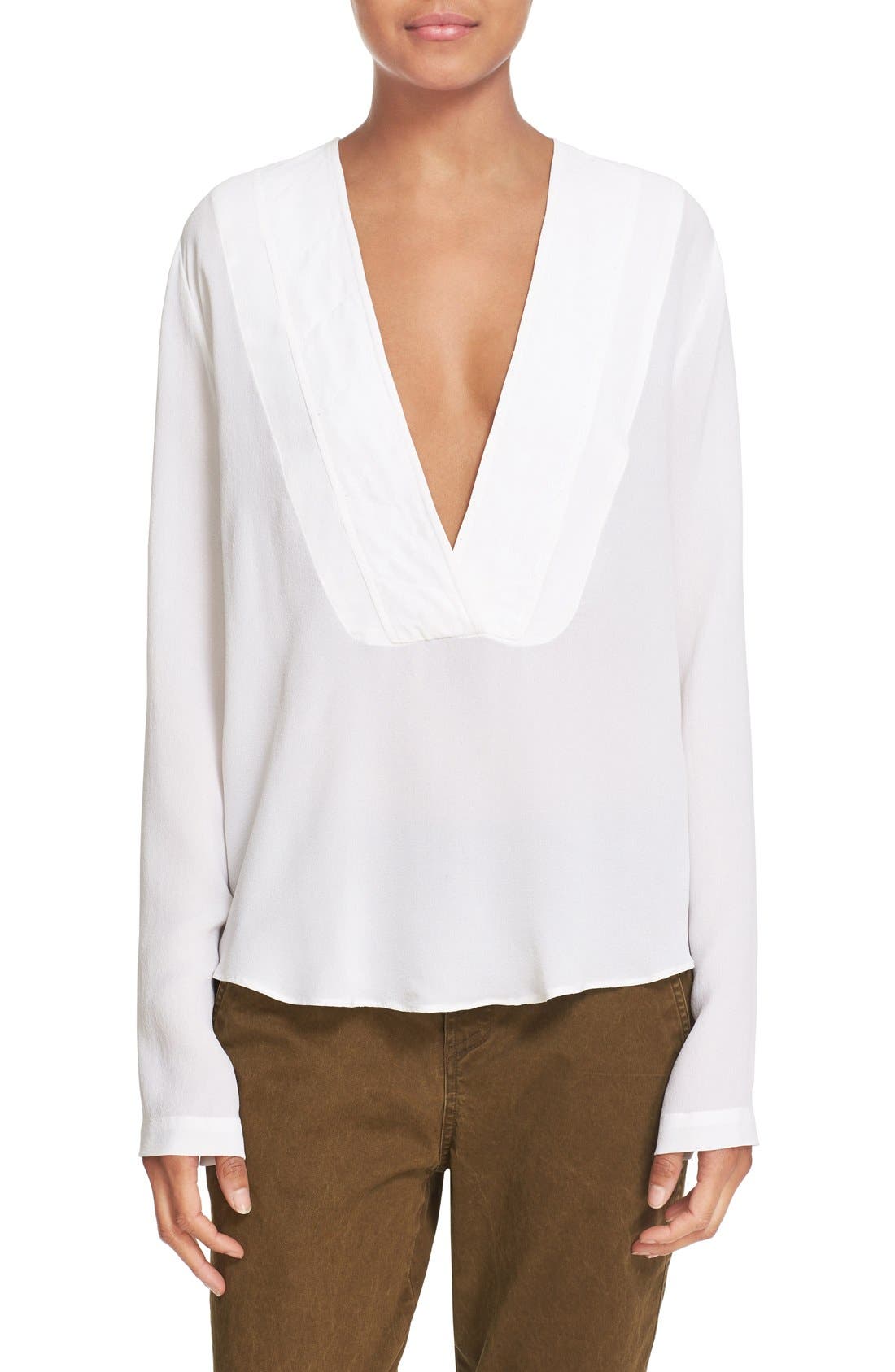 silk deep v blouse