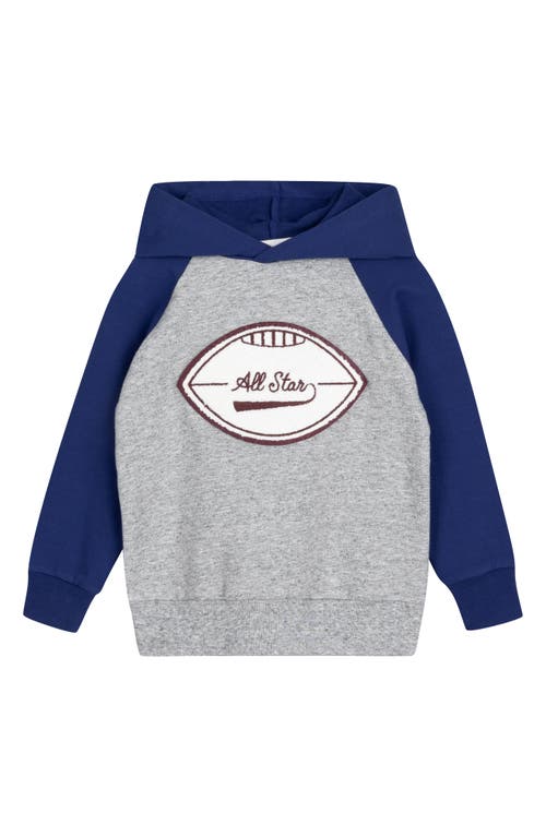 Shop Miles The Label Kids' All-star Football Appliqué Organic Cotton Graphic Hoodie In Blue Royal