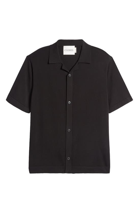 Shop Closed Knit Button-up Shirt In Black