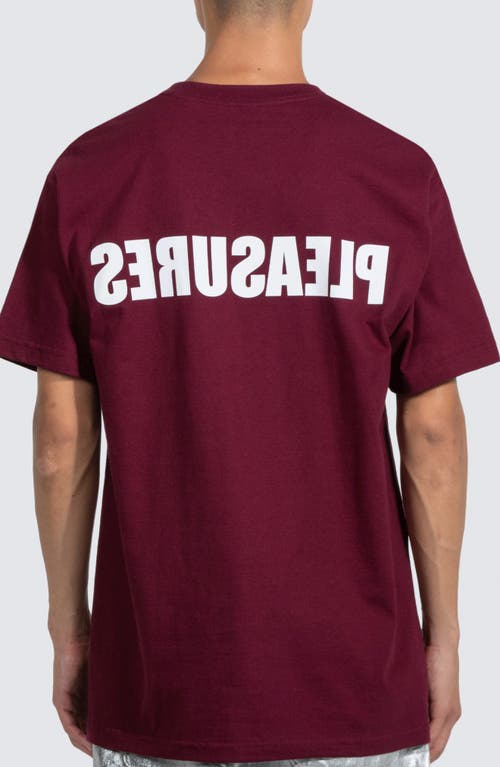 Shop Pleasures Security Cotton Graphic T-shirt In Burgundy