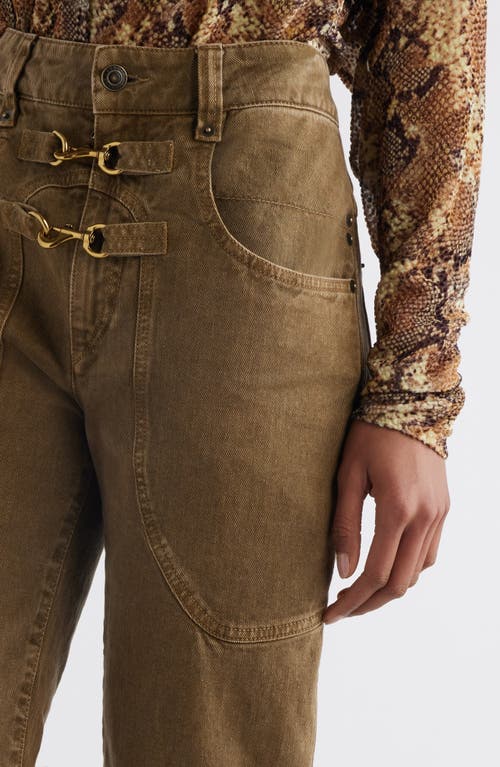 Shop Isabel Marant Brinley Leash Clip Cotton & Hemp Straight Leg Jeans In Bronze