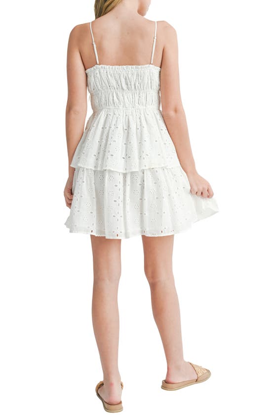 Shop Lush Embroidered Eyelet Tiered Minidress In White