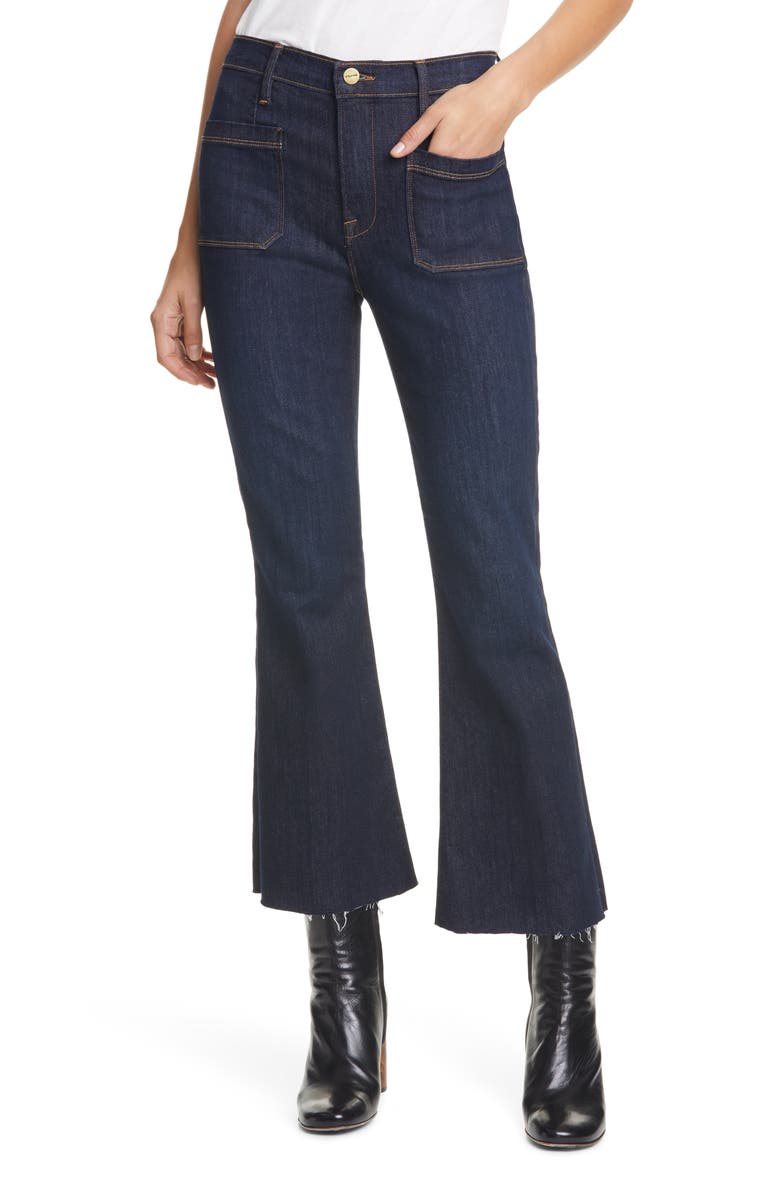 FRAME Le Bardot High Waist Raw Edge Crop Jeans (Sutherland) | Nordstrom