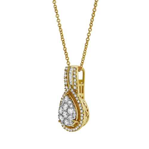 Luvmyjewelry Aurora Pear Diamond Pendant In 10k Yellow Gold