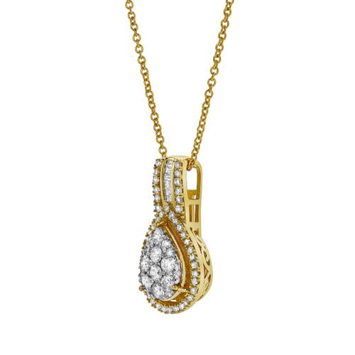 Shop Luvmyjewelry Aurora Pear Diamond Pendant In 10k Yellow Gold