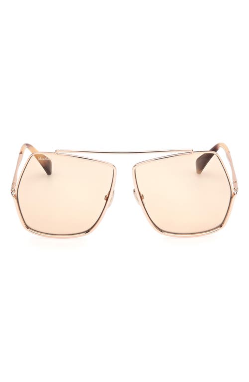 Max Mara 64mm Geometric Sunglasses In Gold