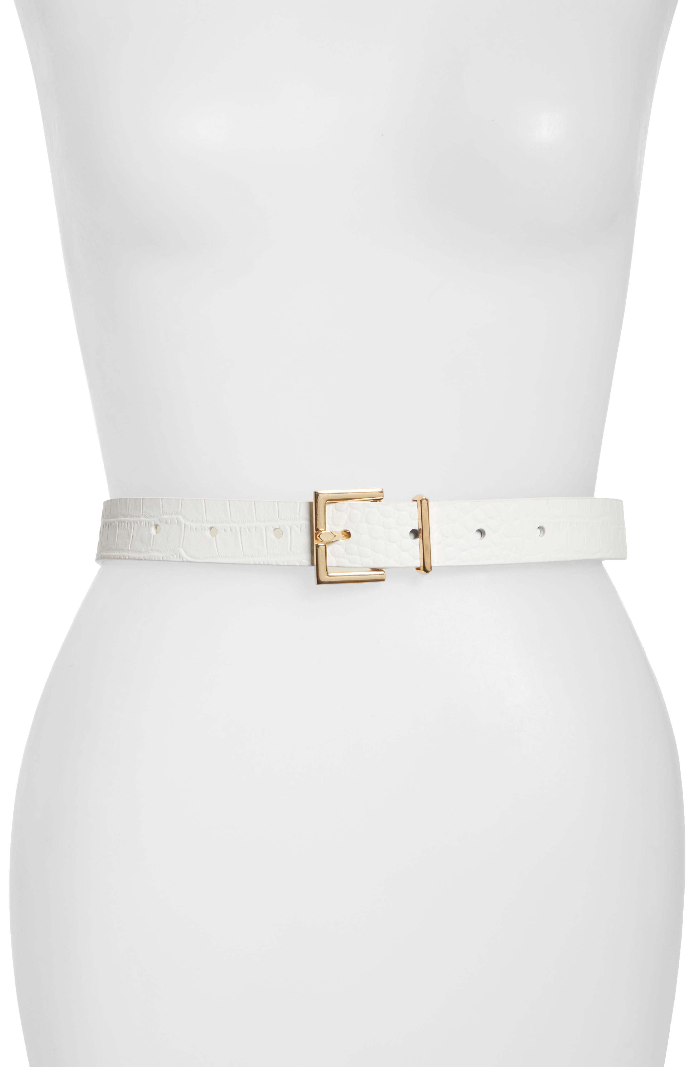 FRAME Textured Leather Belt in Blanc