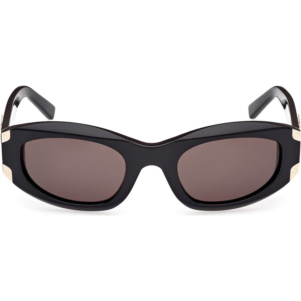 Mcm Smoke Oval Ladies Sunglasses Mw0006 01a 53 In Shiny Black/smoke