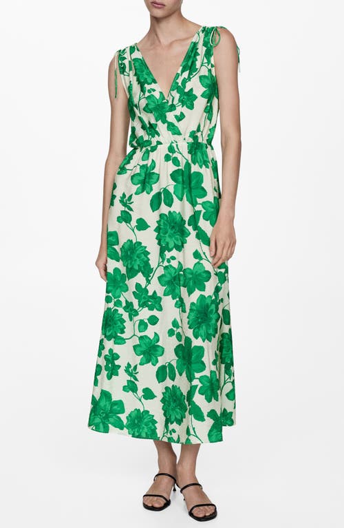 Shop Mango Floral Sleeveless Maxi Dress In Green