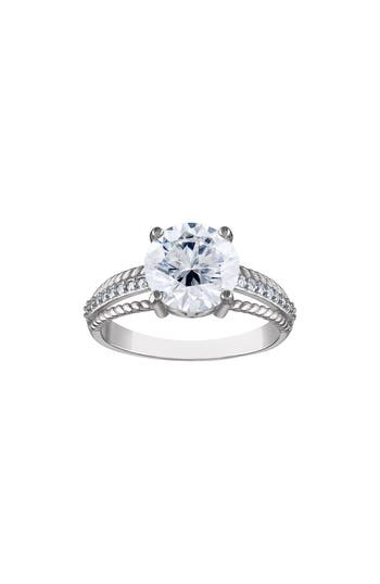 Fzn Sterling Silver Created Moissanite Engagement Ring In Silver