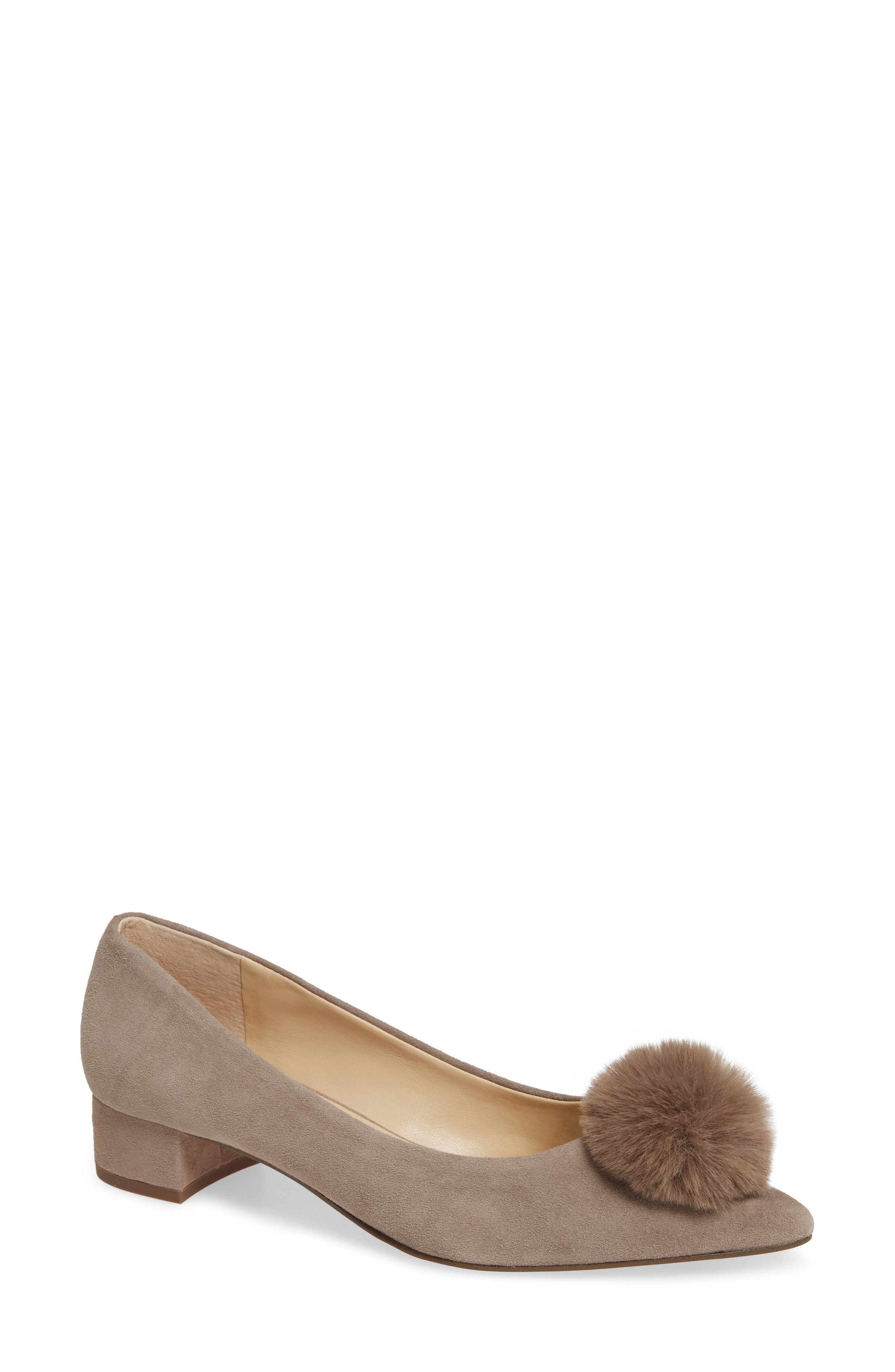 Sole Society Mirem Faux Fur Pom Pump, Beige