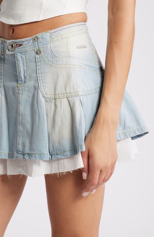 Shop Bdg Urban Outfitters Ruby Rara Denim Miniskirt In Bleach Denim