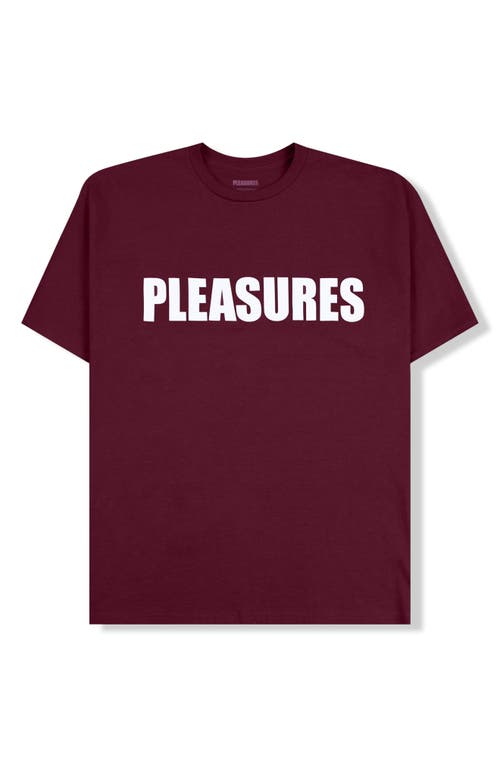 Shop Pleasures Security Cotton Graphic T-shirt In Burgundy