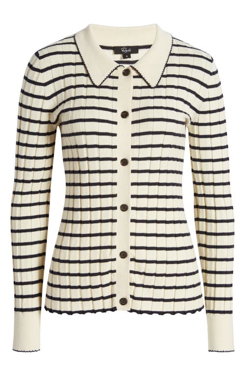 Shop Rails Aurelia Stripe Long Sleeve Cotton & Silk Blend Cardigan In Ivory Navy Stripe