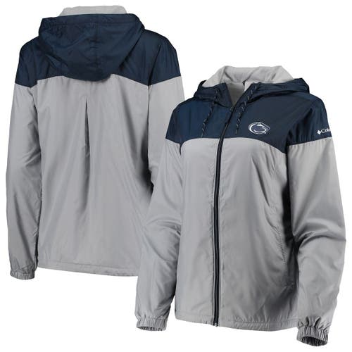 Women's Columbia Gray/Navy Penn State Nittany Lions Flash Forward Lined Full-Zip Windbreaker Jacket