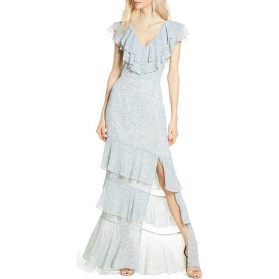 Wayf The Hailey Ruffle Tiered Gown, Green