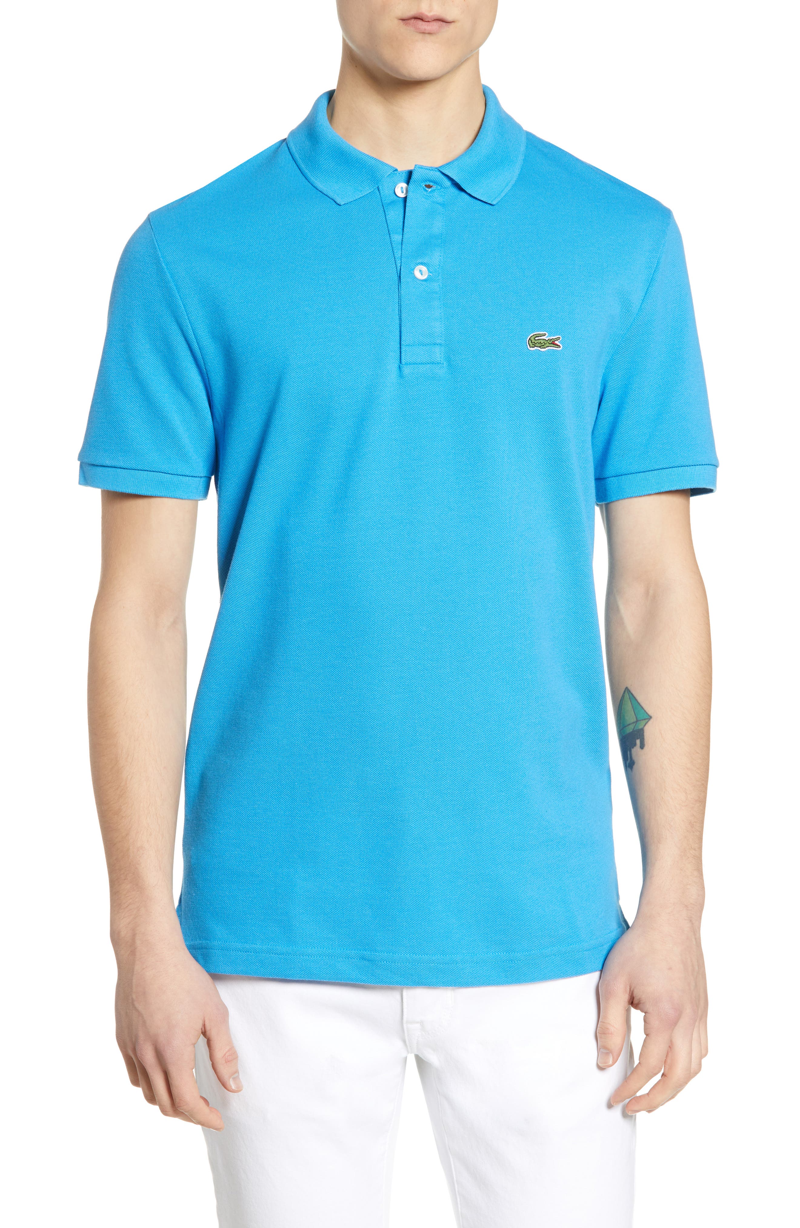 UPC 190391709771 product image for Men's Lacoste Slim Fit Pique Polo, Size 6(xl) - Blue | upcitemdb.com