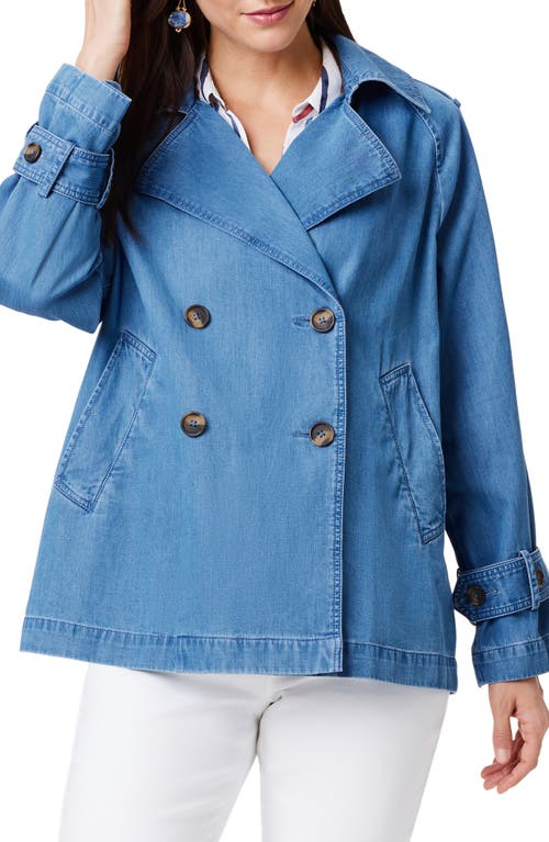NIC+ZOE Double Breasted Denim Coat in Mid Wash at Nordstrom, Size X-Small