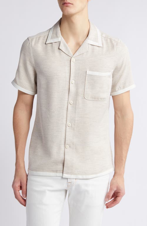 Reiss Vita Knit Camp Shirt In Oatmeal/white