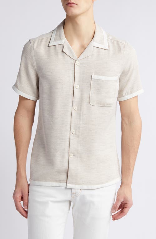 Shop Reiss Vita Knit Camp Shirt In Oatmeal/white