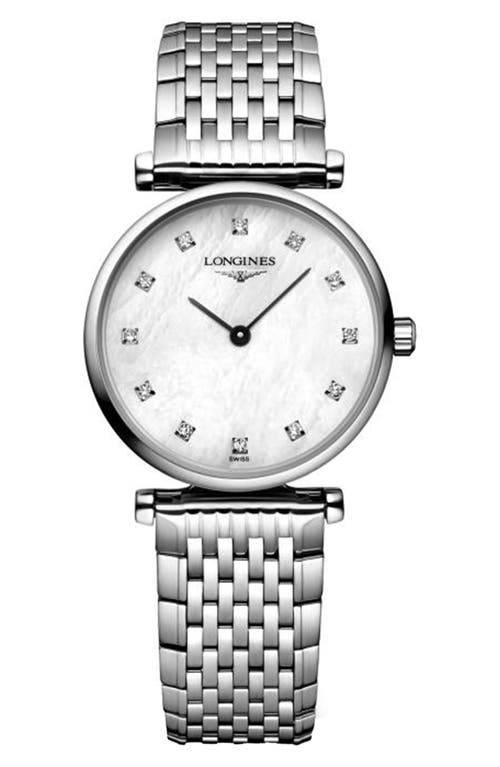 Longines La Grande Classique Diamond Bracelet Watch, 24mm in Silver/White 