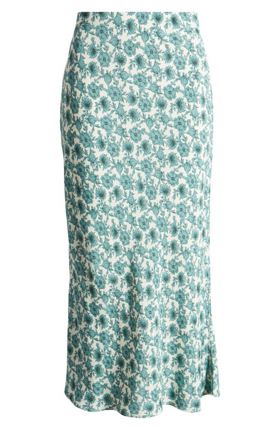 Shop Treasure & Bond Bias Cut Midi Skirt In Ivory- Green Celia Floral