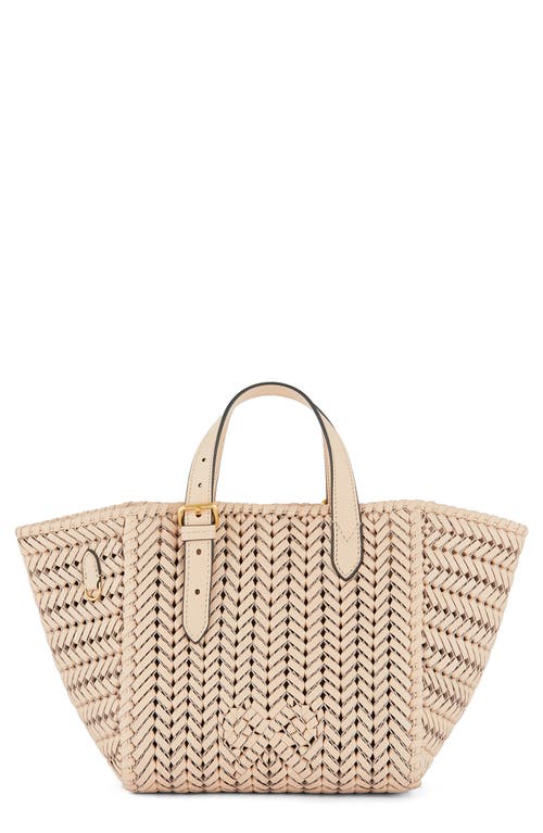 Anya Hindmarch Small The Neeson Woven Leather Tote in Cold Cream