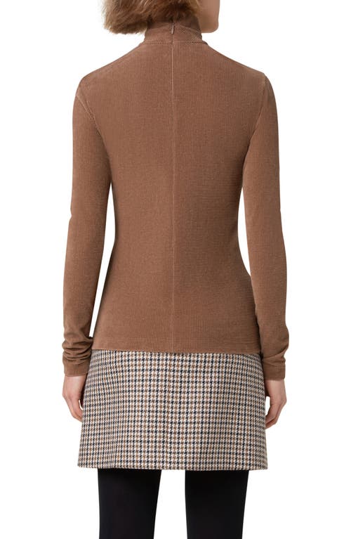 Akris Punto Corduroy Jersey Mock Neck Top In Cognac