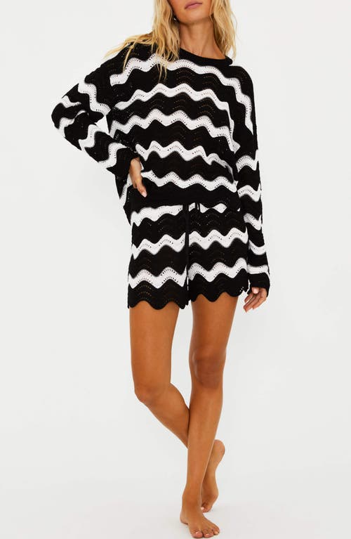 Shop Beach Riot Balboa Cover-up Shorts In Black And White Tides