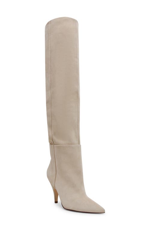 Shop Steve Madden Bellamie Pointed Toe Over The Knee Boot In Sand Suede