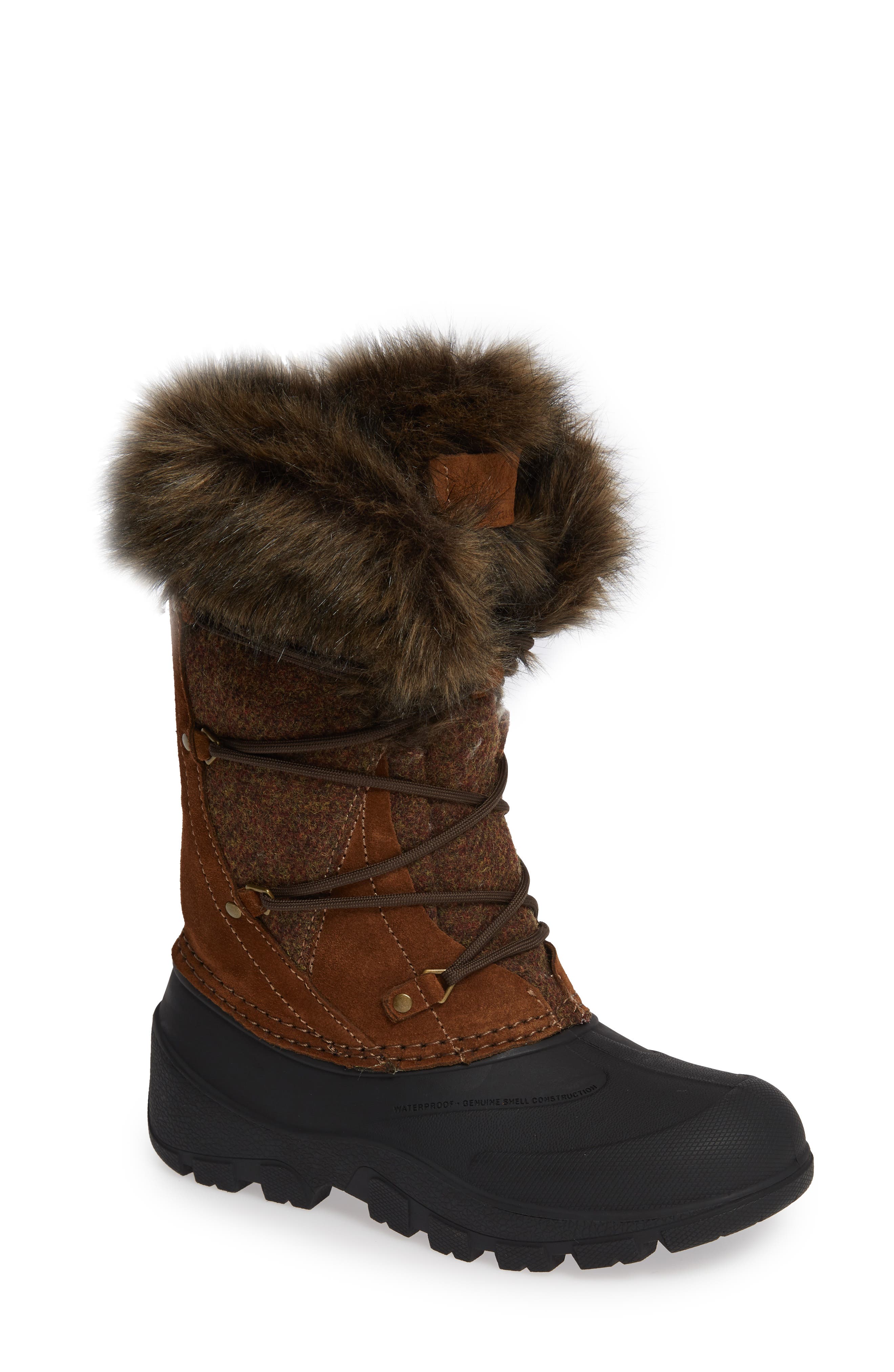 Woolrich Ice Cougar Waterproof Knee High Winter Boot With Faux Fur Trim, Brown