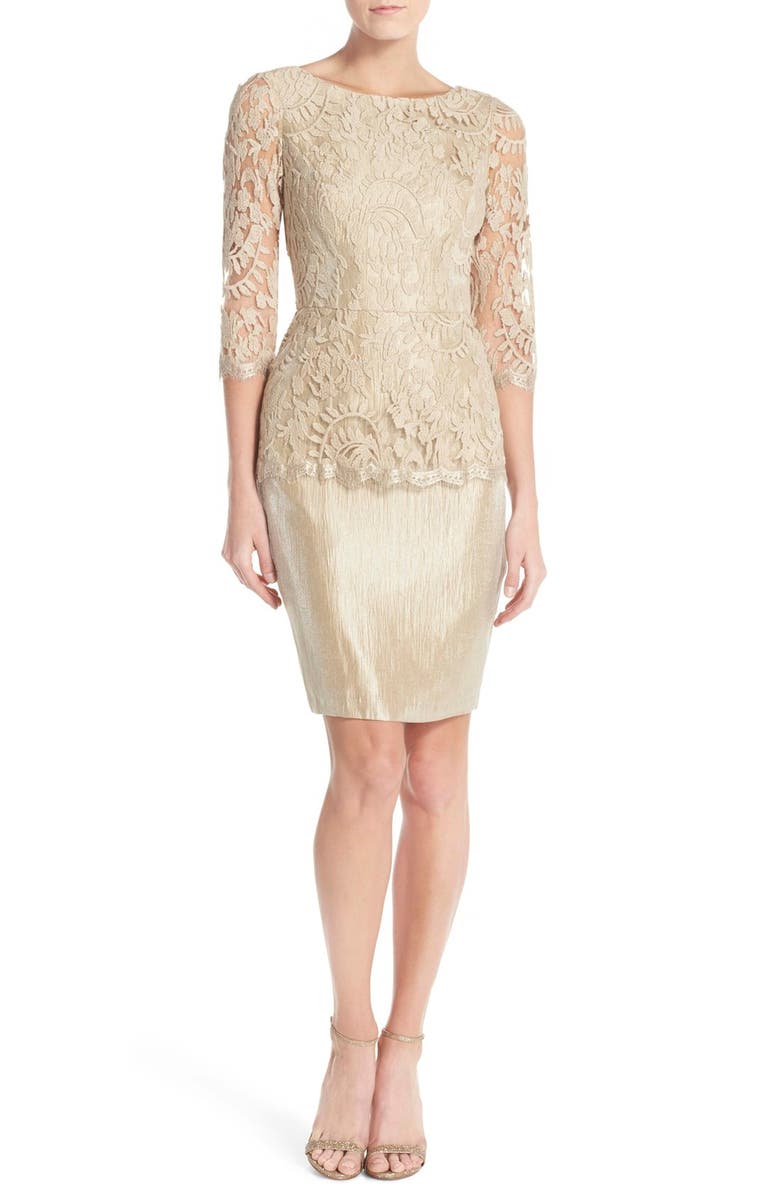Adrianna Papell Floral Embroidered Peplum Sheath | Nordstrom