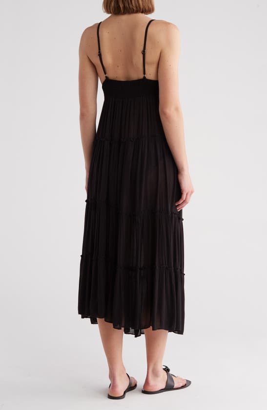 Shop Boho Me Asymmetric Cover-up Dress In Black
