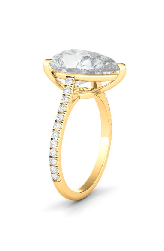 Hautecarat Pear Cut & Pavé Lab Created Diamond 18k Gold Ring In 18k Yellow Gold