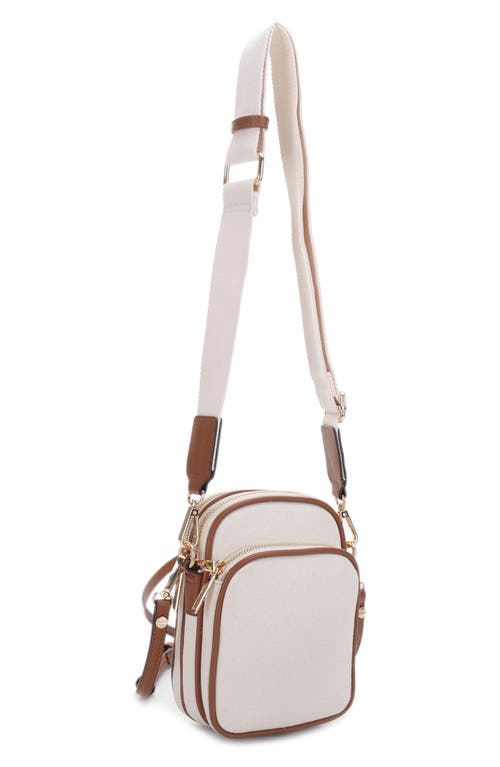 Mali + Lili Josephine Canvas & Vegan Leather Crossbody Bag In Beige/cognac