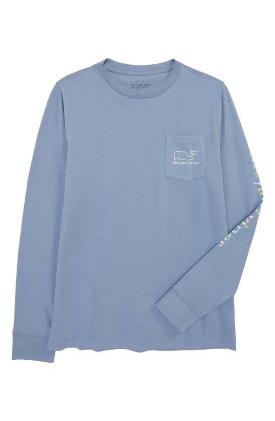 VINEYARD VINES KIDS' EASTER WHALE GRAPHIC LONG SLEEVE POCKET TEE