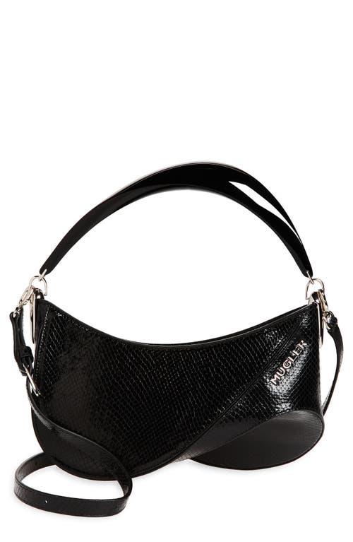 MUGLER Spiral Curve Snake Embossed Patent Leather Top Handle Bag in Black at Nordstrom