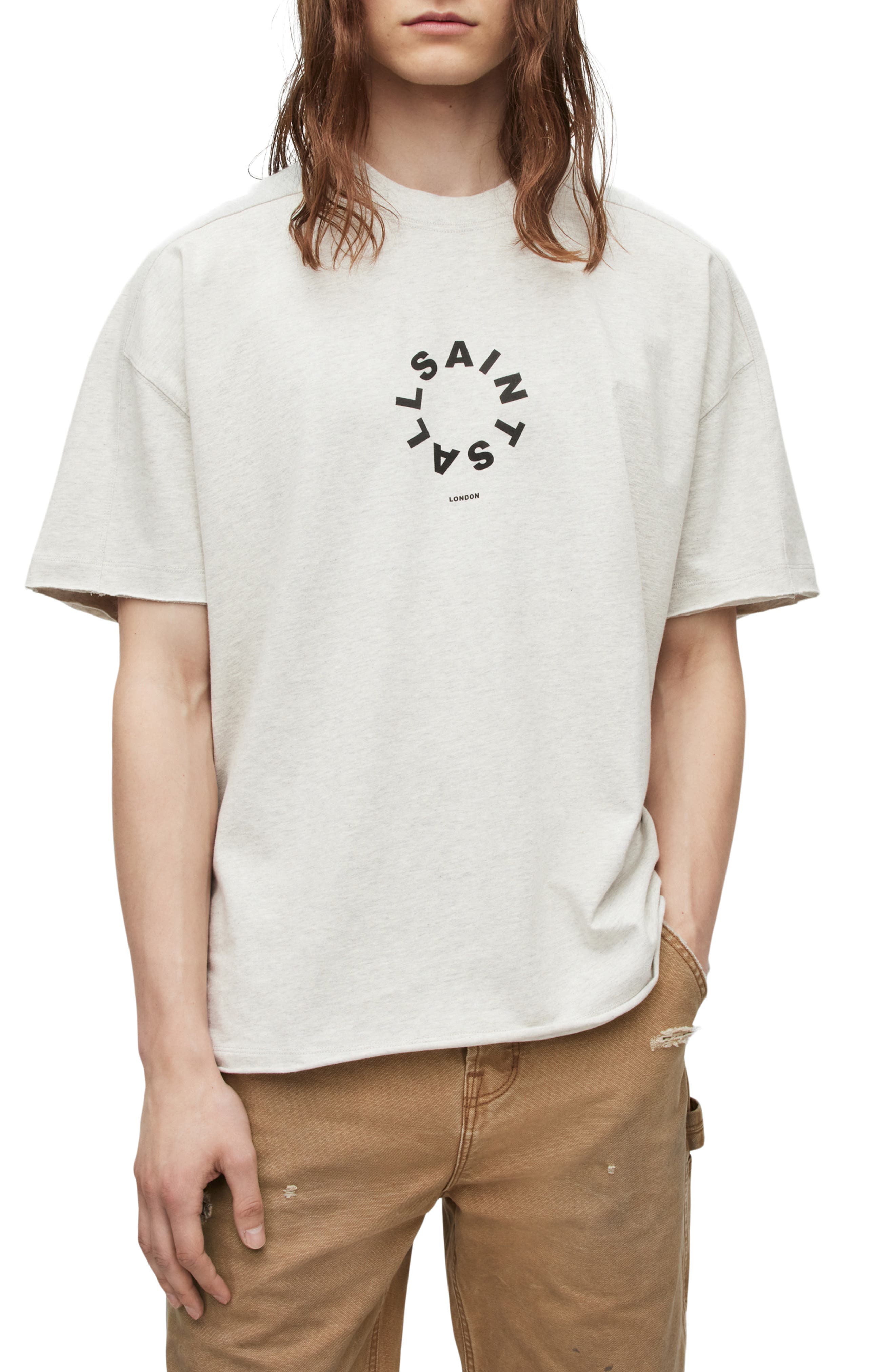 red grey and white graphic tee