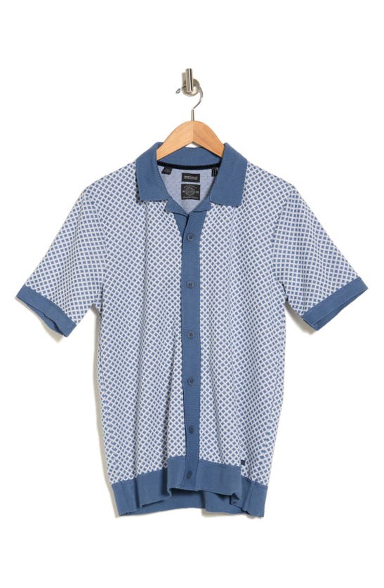 Shop Buffalo Jeans West Diamond Knit Button-up Shirt In Blue Combo